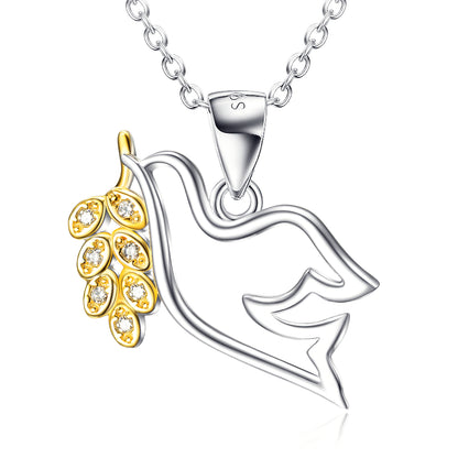 Golden Peace Dove Pendant