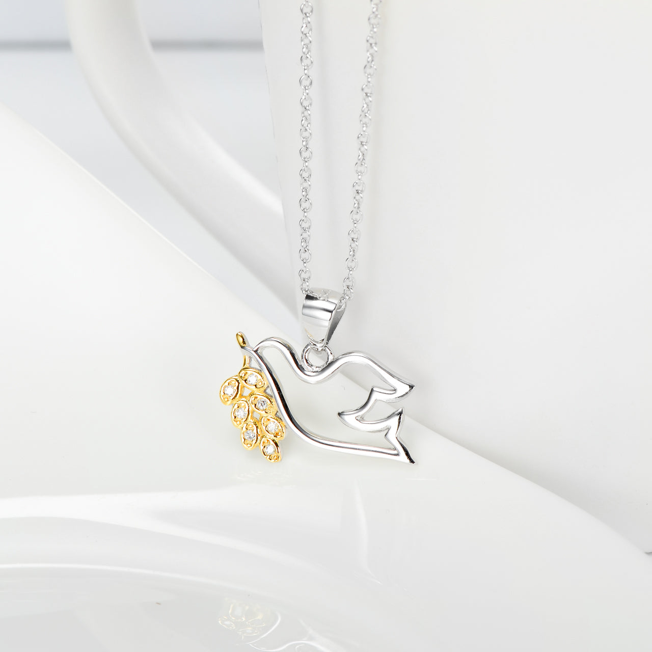 Golden Peace Dove Pendant