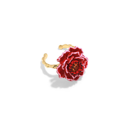 Peach Blossom Enamel Flower Ring