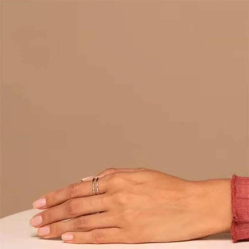 Spring Multilayered ring for women stainless steel double layer stackable ring plain minimalist fashion women ring 2021