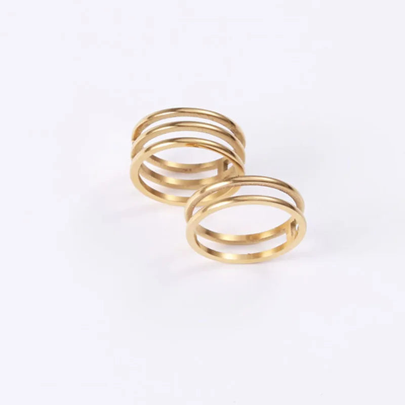 Spring Multilayered ring for women stainless steel double layer stackable ring plain minimalist fashion women ring 2021